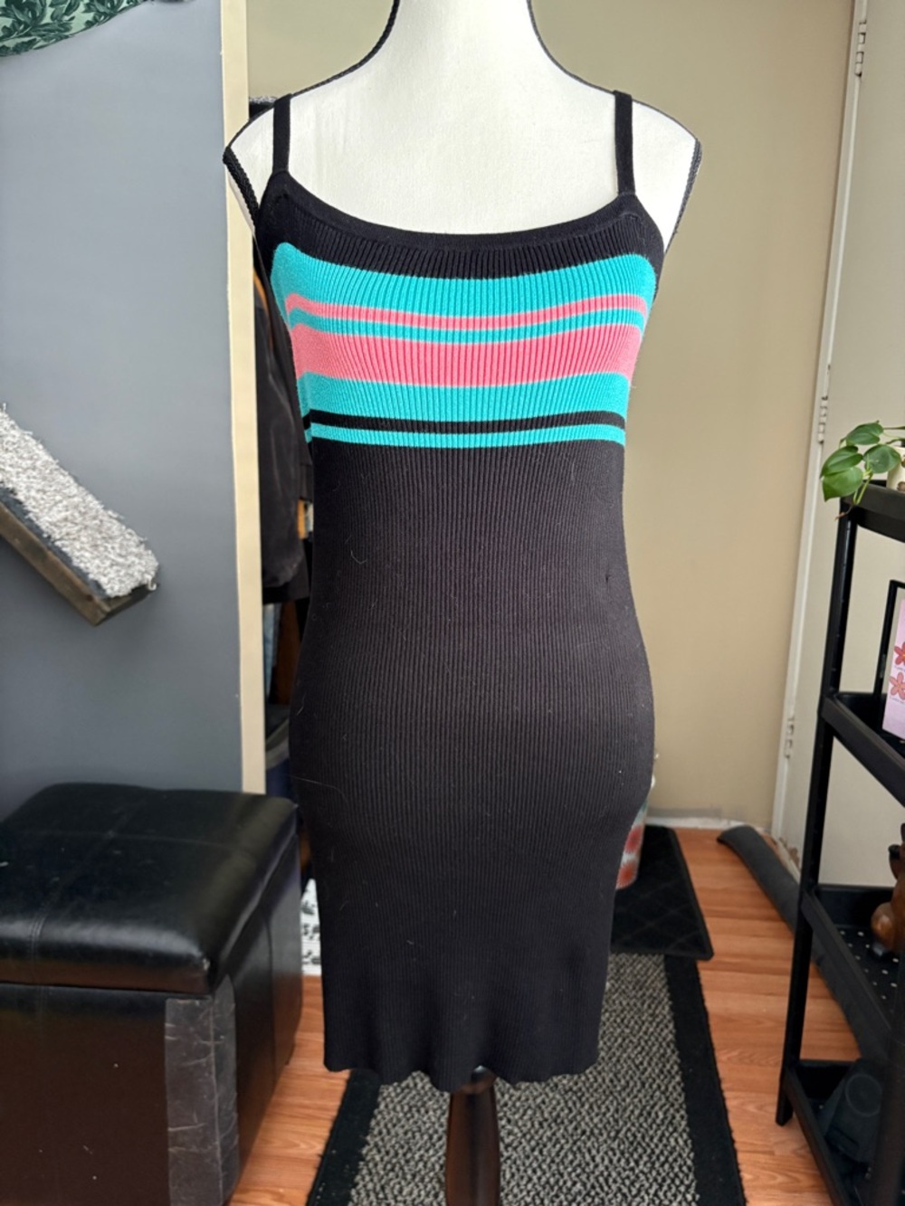 Forever 21 Striped Ribbed Spaghetti Strap Dress
